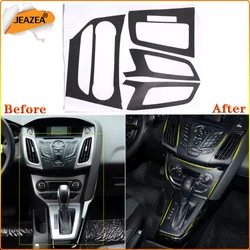 JEAZEA For Ford Focus 3 Tuning MK3 Automatic LHD Car Styling Interior Center Console Carbon Fiber Molding Sticker Decal