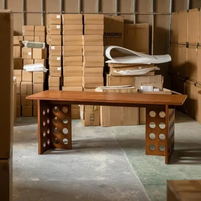 

Medieval solid wood dining table Household desk Cherry wood worktable Simple Japanese log cave table Desk