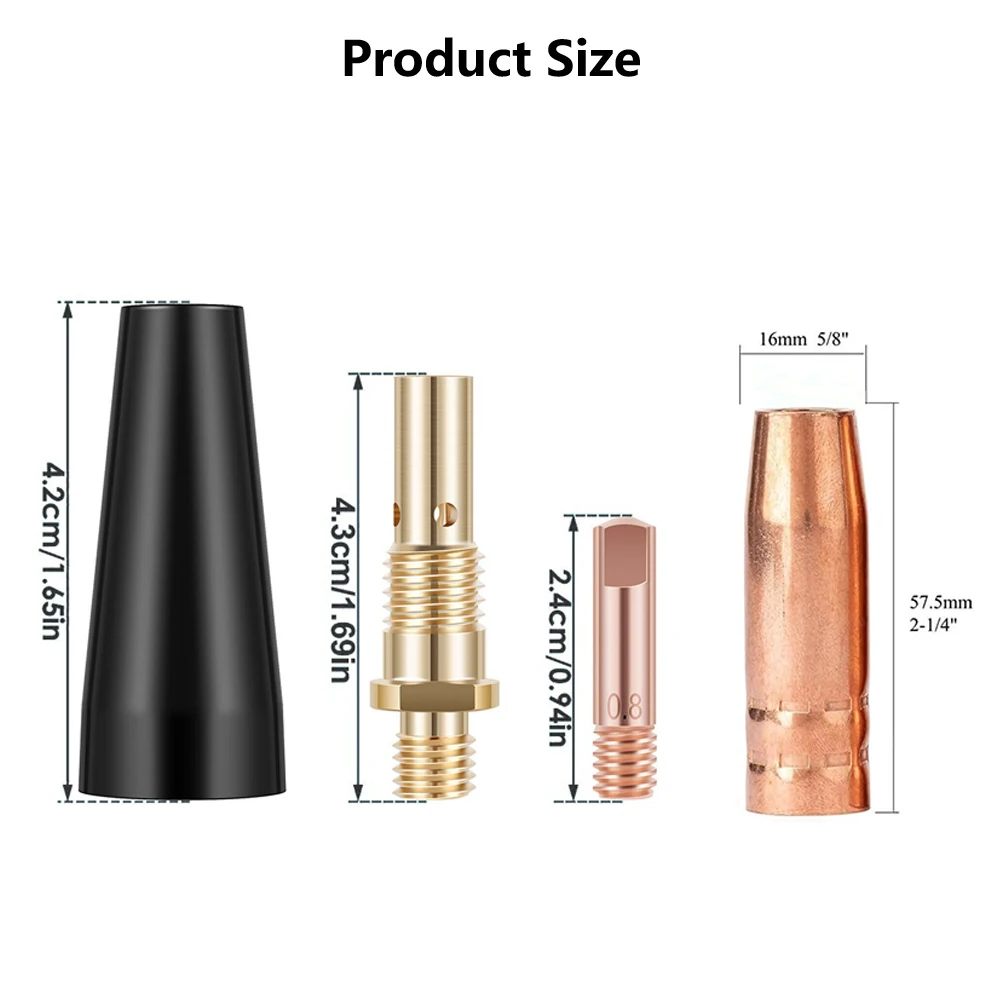 26PCS Contact Tips Welding Nozzle Kit Gasless Nozzle KP19391 Gas Nozzle Diffusers for MIG and Flux Core Welding
