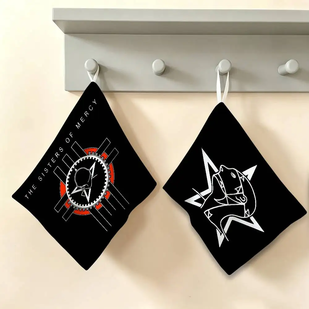 music The Sisters Of Mercy rock band Polyester Cotton Hanging Kitchen Towel, Absorbent Hand Wiping Cloth for Daily Cleaning