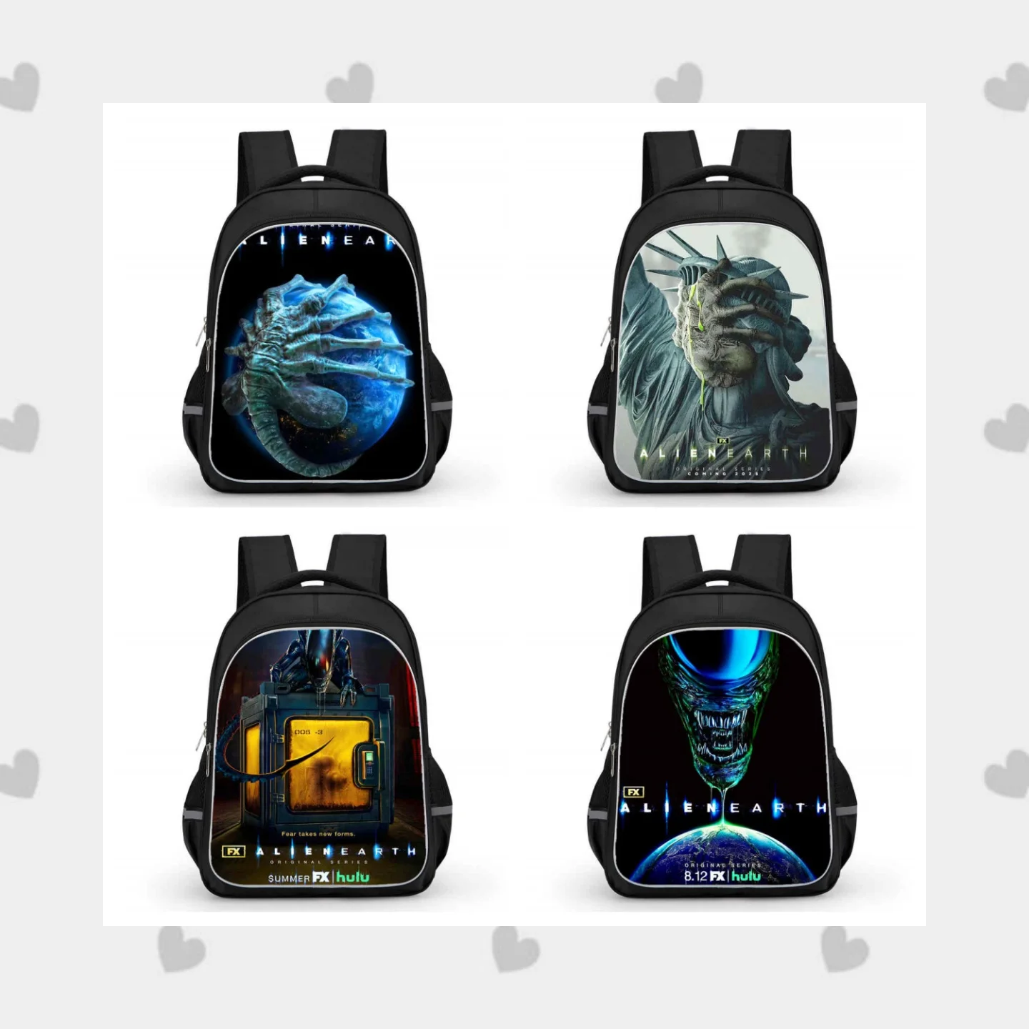 

16IN School Backpack with Double Zipper Pocket,Cartoon Alien Earth School Bags for Boys Girls,Durable Child Backpack for Pupil