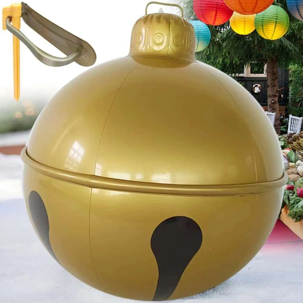 

60cm Gold Ball Christmas Decoration Bell Balloon Outdoor Courtyard PVC Inflatable Christmas Ball Birthday Party Big Balloons