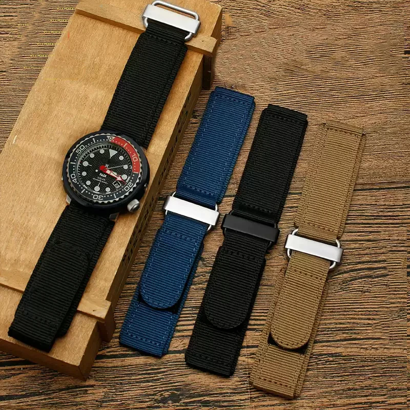 

22mm 24mm Thick and Durable Nylon Hook and Loop Fastener Watch Strap for Bell Ross BR01 BRO3 Waterproof Watchbands