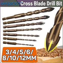 Lengthen Cross Hex Tile Bits Glass Ceramic Concrete Hole Opener Alloy Triangle Drill Size 3/4/5/6/8/10/12 Mm