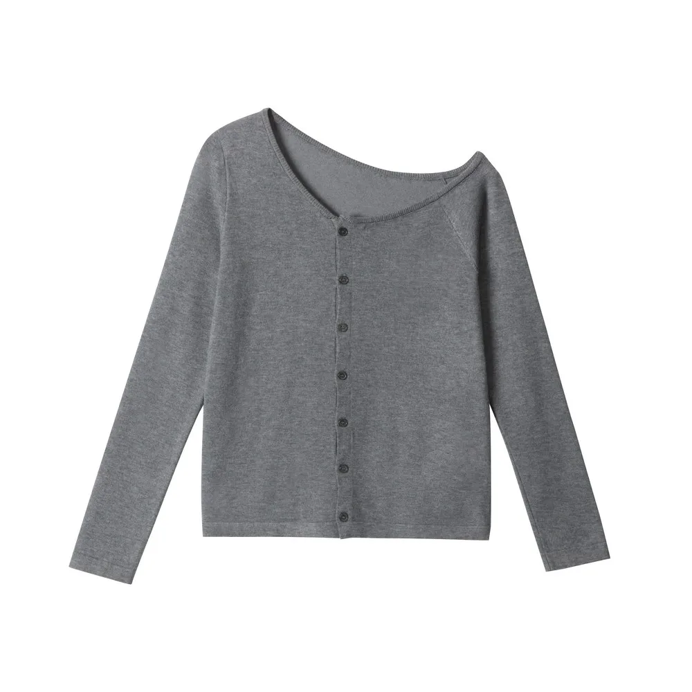 

Slim Fit Asymmetrical Bare-shoulder Decollete Sweaters Designer Knitted Winter Clothes Pullovers Tops for Women Girls Office