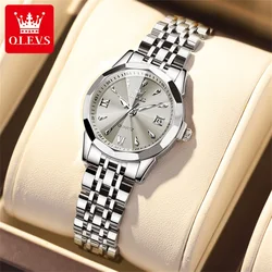 OLEVS Elegant Fashion Ladies Watches 9998 Original Quartz Women's Watches Waterproof Stainless Steel Luminous Date Wristwatch