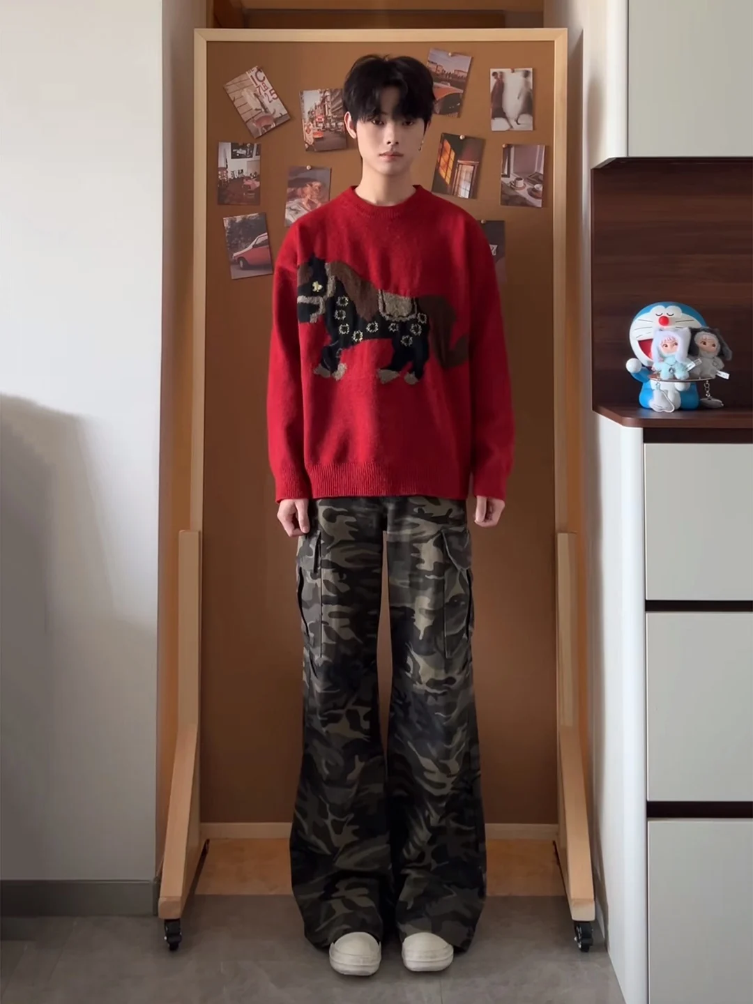 

Camouflage Work Pants Military Green Wide Leg Casual Straight Cut Knife Trousers for Men Winter Multi Pocket Paratrooper...