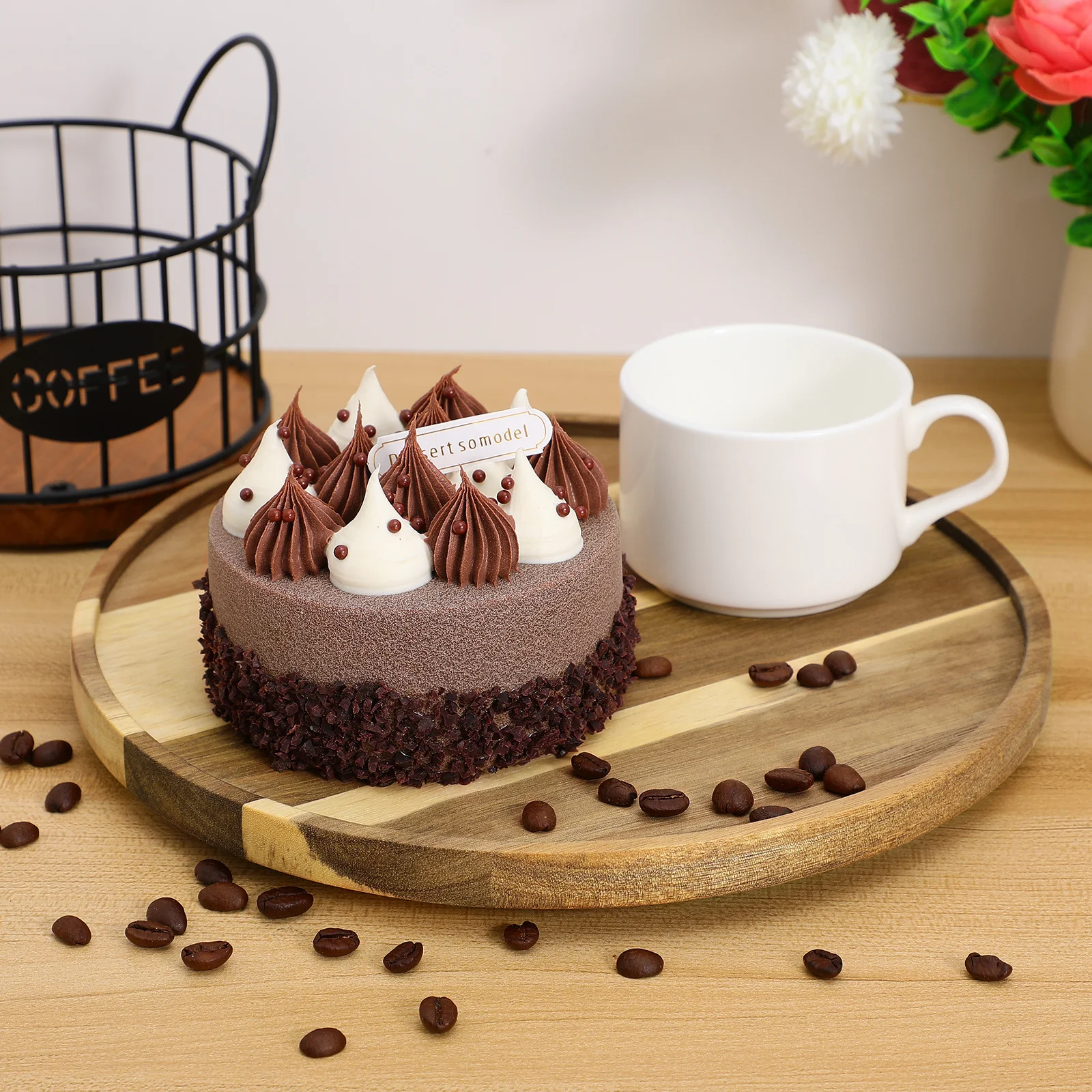 

Rotating Wooden Tray Large Round Wood Tray Vintage Design for Kitchen Countertop Dining Table Coffee Table Organizer