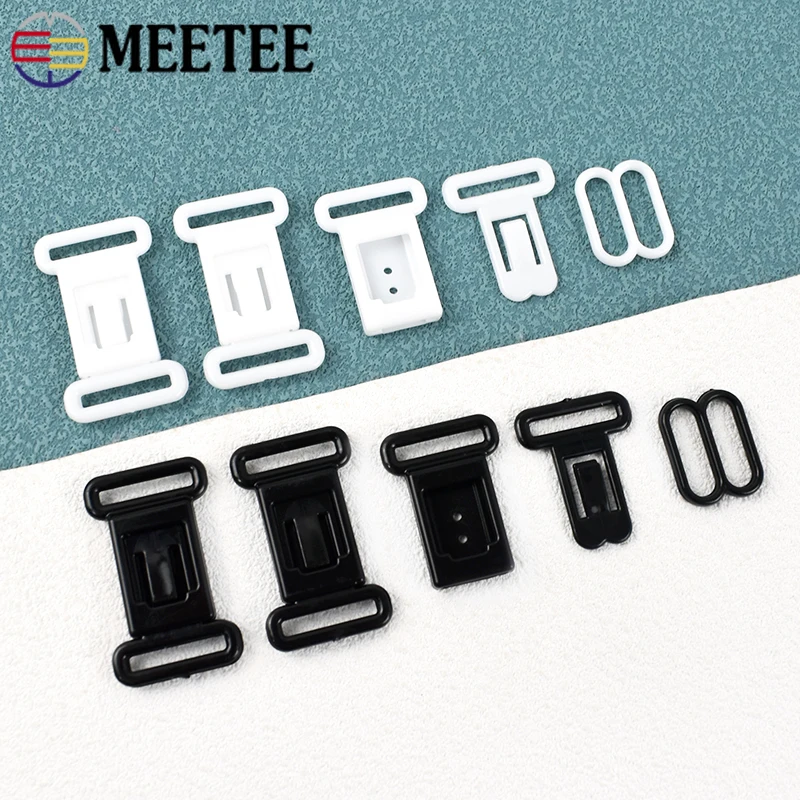 30/50Sets Meetee 12.5mm Plastic Bra Buckles Bikini Closure Adjust Hook Underware Strap Clasp Swimwear Clamp Bow Tie Accessories