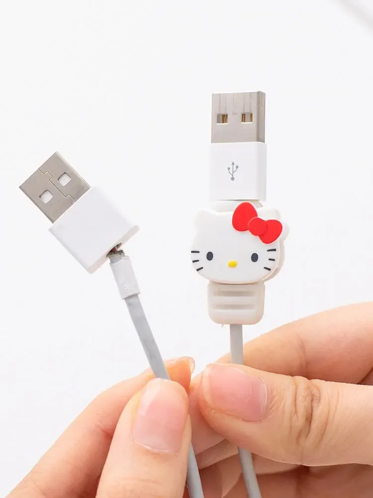 Kawaii Sanrio Bite Cable Protector My Melody Cinnamoroll Hello Kitty Cartoon Usb Cable Protector For Iphone Ipad Anti Fracture