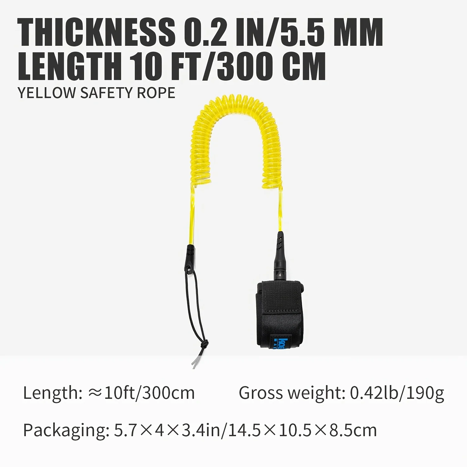 KOETSU SUP Paddle Board Leine 10FT 5,5 mm/0,22 Zoll TPU-Material Starkes Kabel mit Knöchel MAGIC TAPE Bequeme, sichere Passform – Detail 9