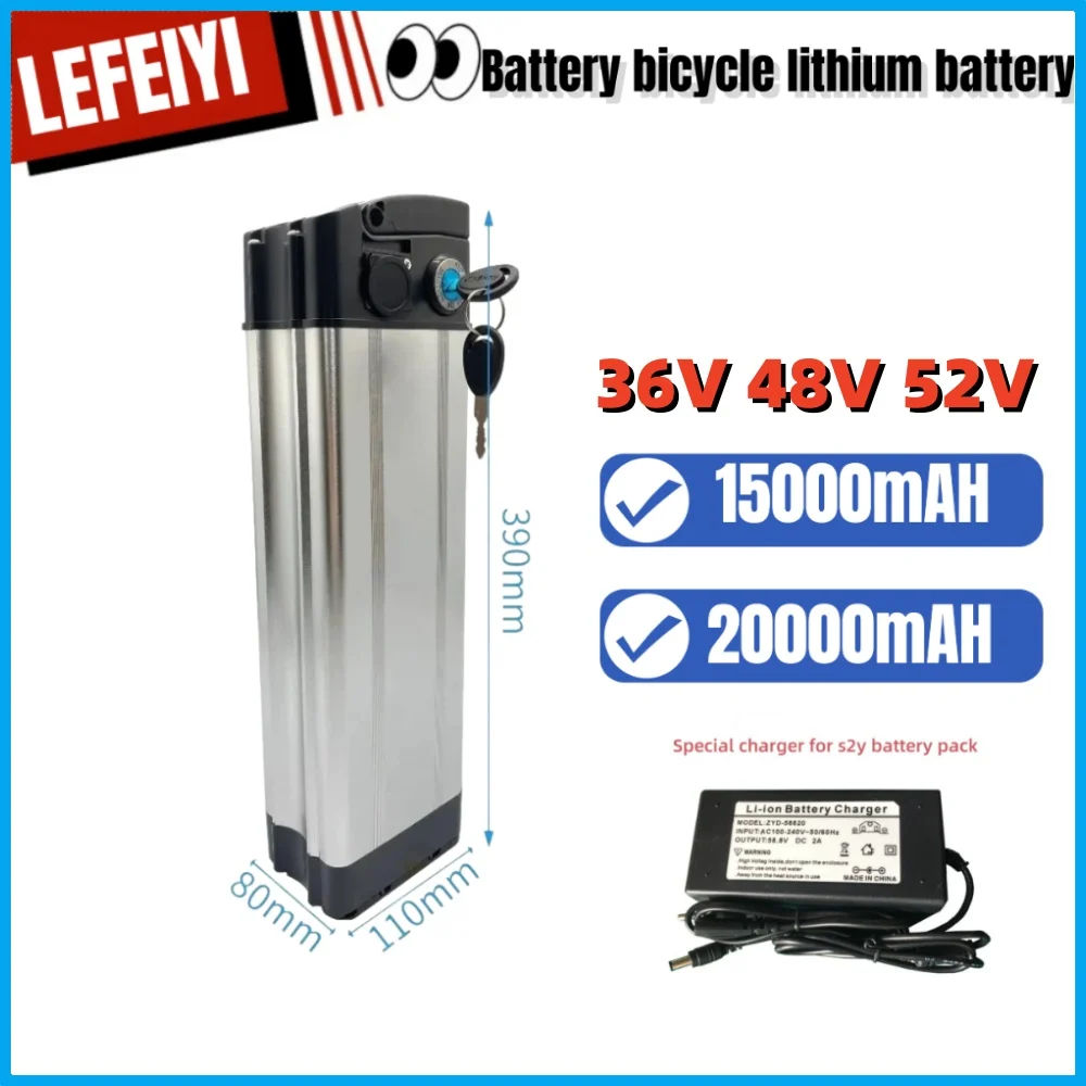 

Original 36/48/52V high quality 15/20Ah Silverfish e-bike battery, 500W, 750W, 1000W high power 18650 Li-ion battery pack