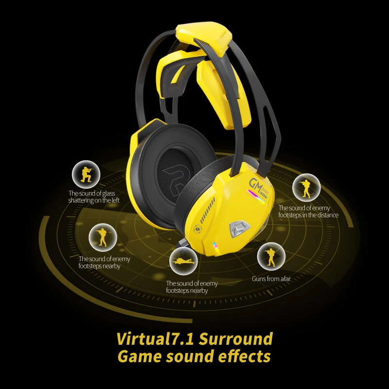 EPZ GM50 Gaming Headset Over-Ear Headphones 7.1 Surround Sound ENC Noise Reduction MIC, 50MM Dynamic Driver Cable RGB Headsets