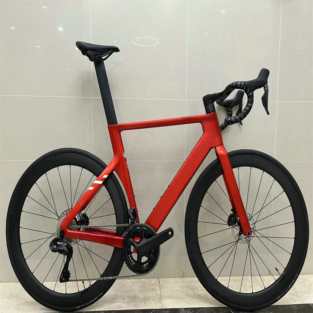 20 Colors Aero Carbon Road Complete Red Bicycle DIY Bike Chinese with R7020 groupset handlebar 50mm Disk Wheelset