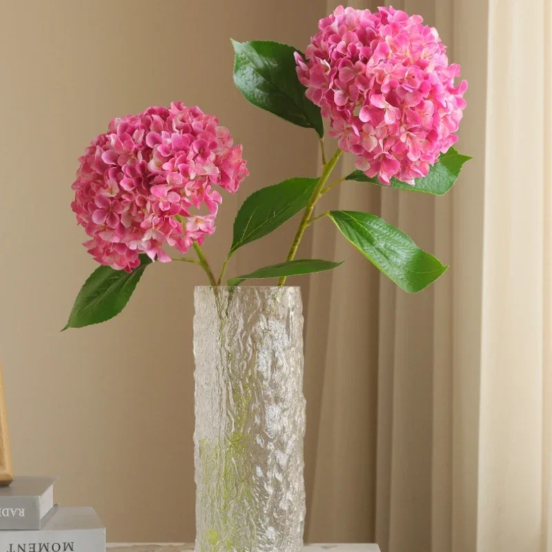 

2pcs Simulation Flowers European Style Big Branch Hydrangeas Plant Auditorium Decoration Fake Flower Artificial Pink Hydrangea