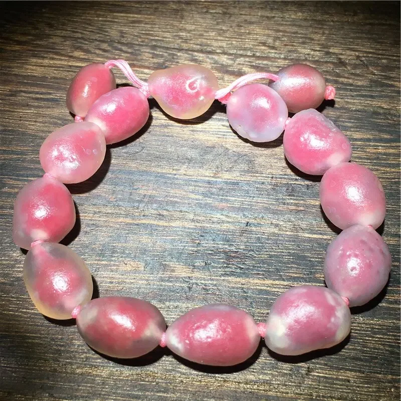 Boutique Natural Mongolian Alxa Colorful Sugar Heart Agate Original Stone Bracelet Cute Women's  jewelry Bracelet  Ornaments