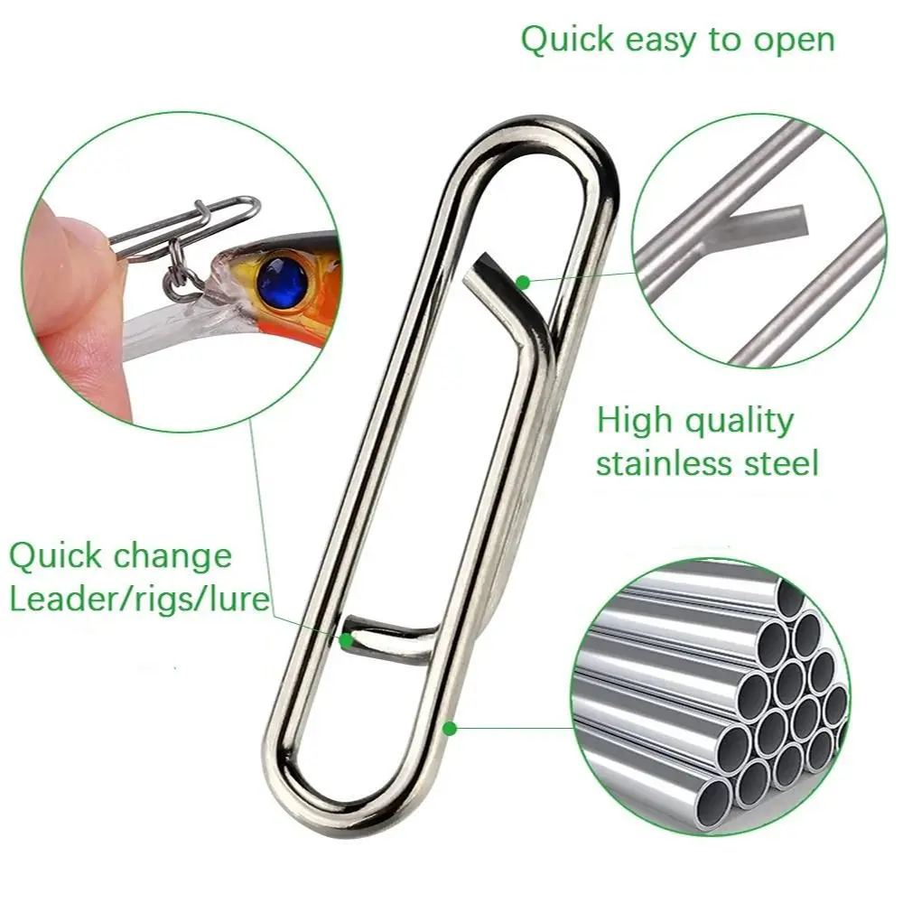 

Fishing Interlock Nice Snap Fast Clips Stainless Steel Fishing Barrel Swivel Lure Hook Connector Fishing Tools Accessories 20pcs