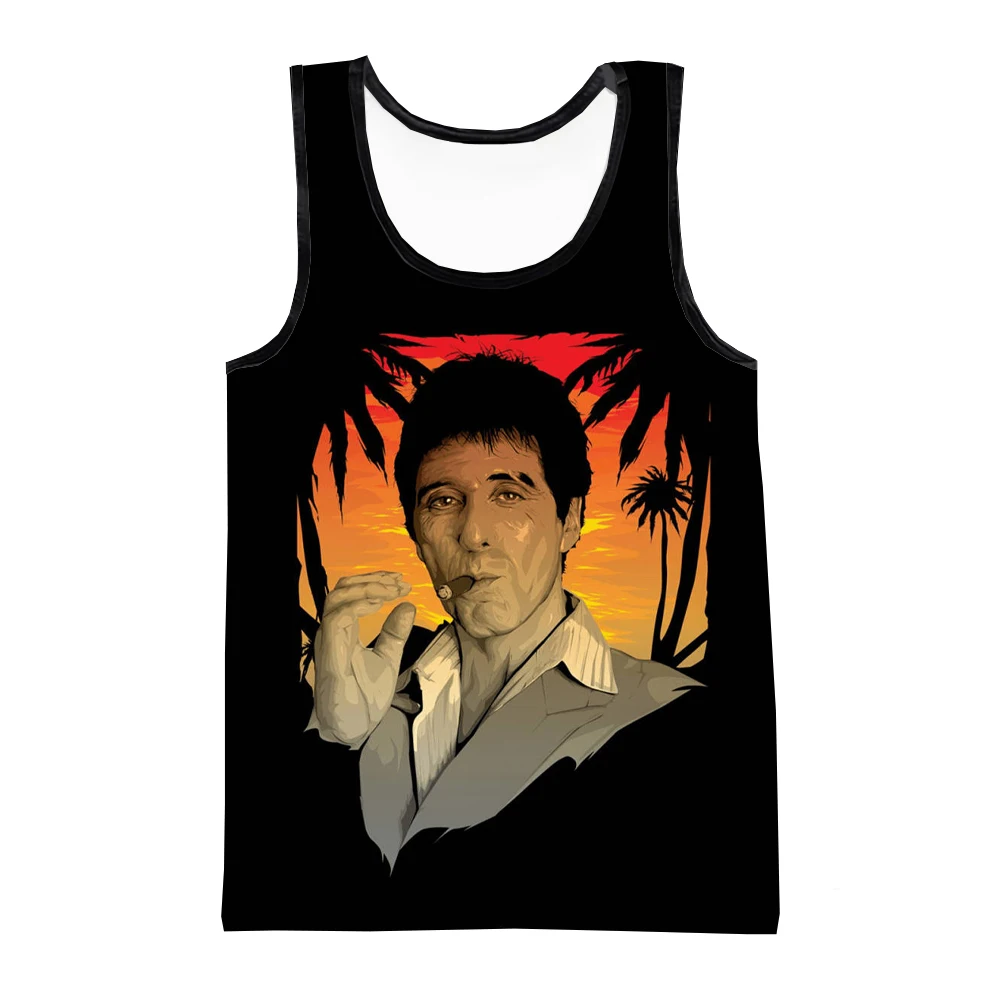 قمصان رجالية ثلاثية الأبعاد مطبوعة بطبعة فيلم ، ملابس الشارع بلا أكمام ، سترة صالة الألعاب الرياضية ، ملابس اللياقة البدنية ، كبيرة الحجم ، أزياء الصيف