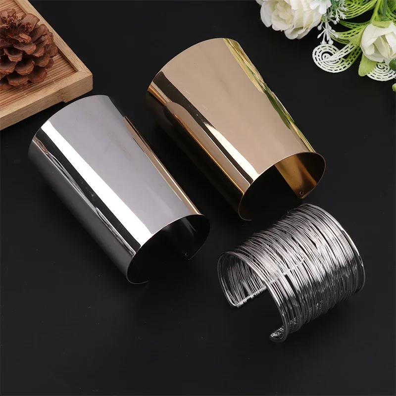 Bracelets en métal épais et larges pour femmes, manchette ouverte, manchette exagérée, tendance, breloque, bras, bijoux, cadeaux à la mode