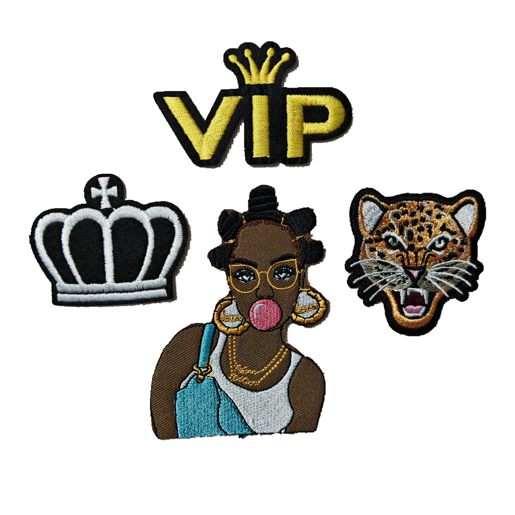 

VIP TIGER GIRL PATCH Embroidered Patches Iron On PINK Sticker Badge For DIY Clothing Appliqued Parches Bordados Para