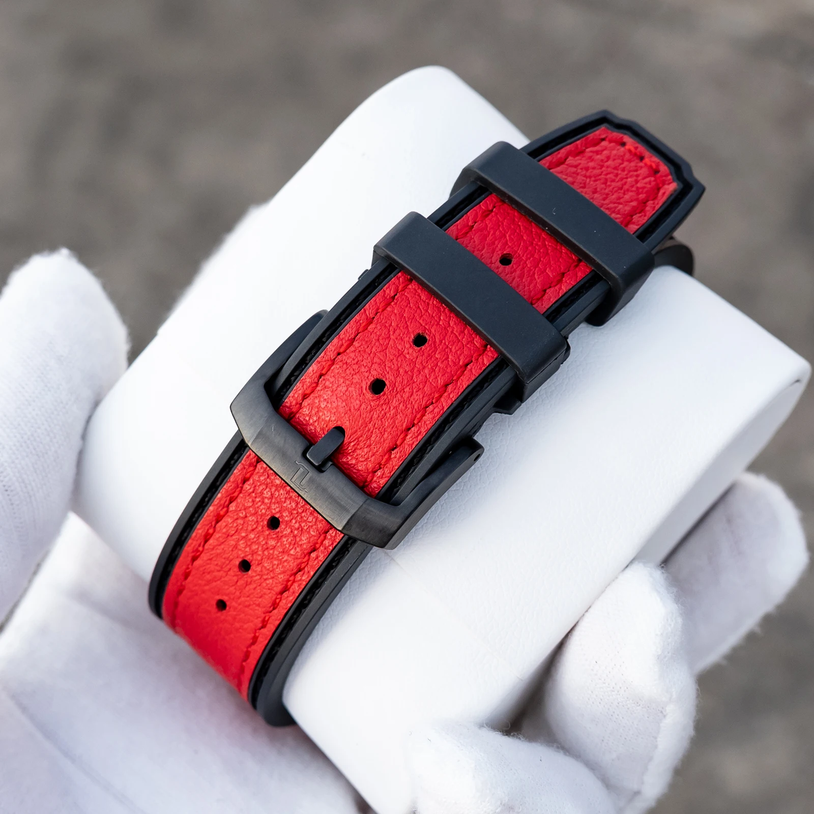 OBLVLO ハイエンド機械式ホイール自動時計ブラックスケルトン発光防水レザーストラップミリタリーウォッチ男性用 LMQ