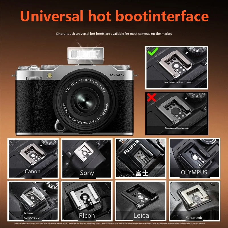 MEDALight F1/F1S Mini Flash per fotocamera Speedlite Supporto per slitta calda in lega di alluminio per Sony Canon Nikon Olympus Fotocamera per riprese all'aperto