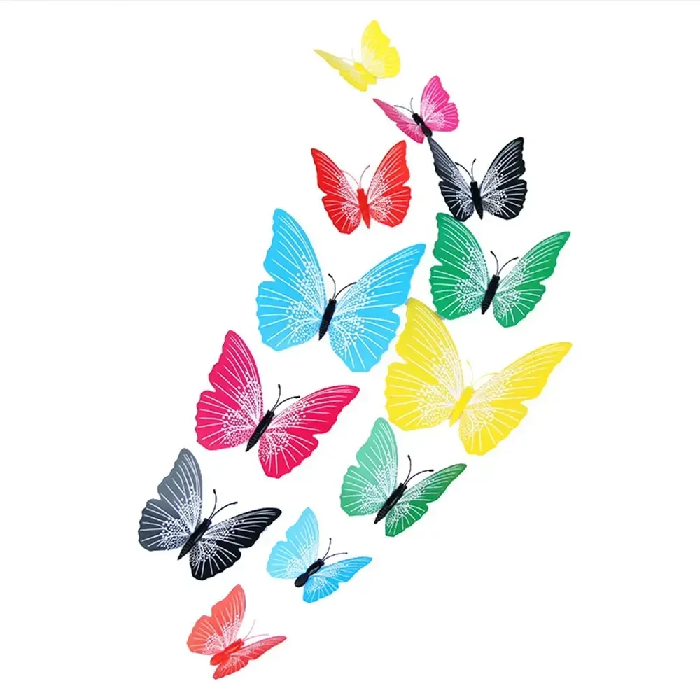 JJYY 12 Pieces PVC 3D Exquisite Butterfly Wall Stickers Decoration Cute Art Decals Home Decor Room Wall Home Decoration