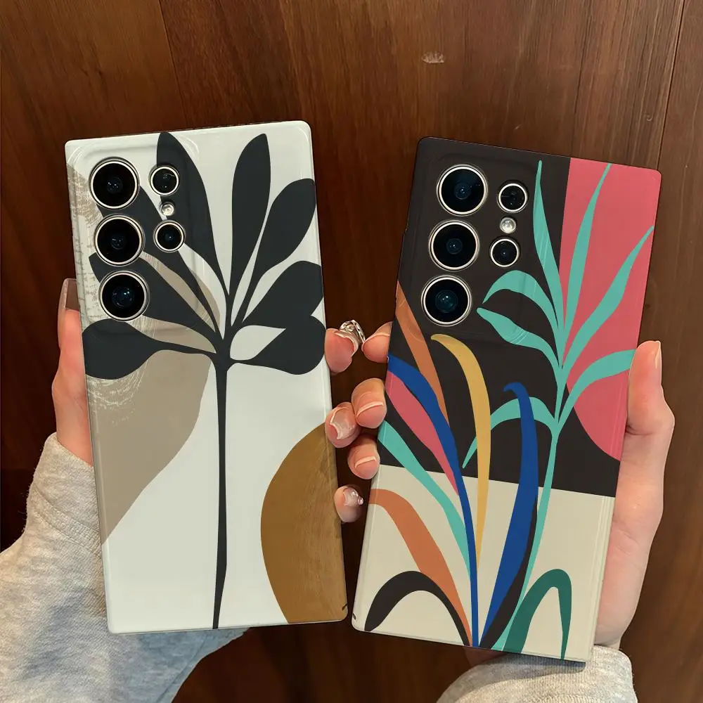 

INS Modern ThingDesign Phone Case for Samsung S25 Shell GalaxyS24Ultra 23plus S22 21 A56 36 Glossy Film Hard PC Cover