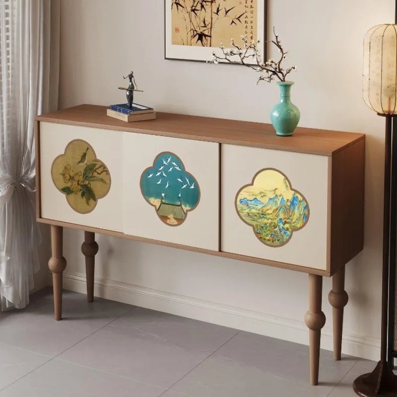 Entryway cabinet, ultra-narrow and thin wall-side sideboard, Chinese Song Dynasty aesthetics, retro style, walnut decorative sid