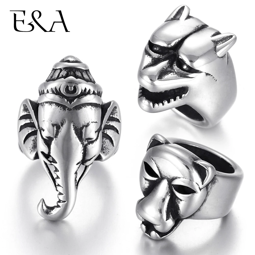 Stainless Steel Large Hole Beads Skull Predators Charms Sliders Fit 8mm Leather Bracelet Making Jewelry DIY Findings Bead