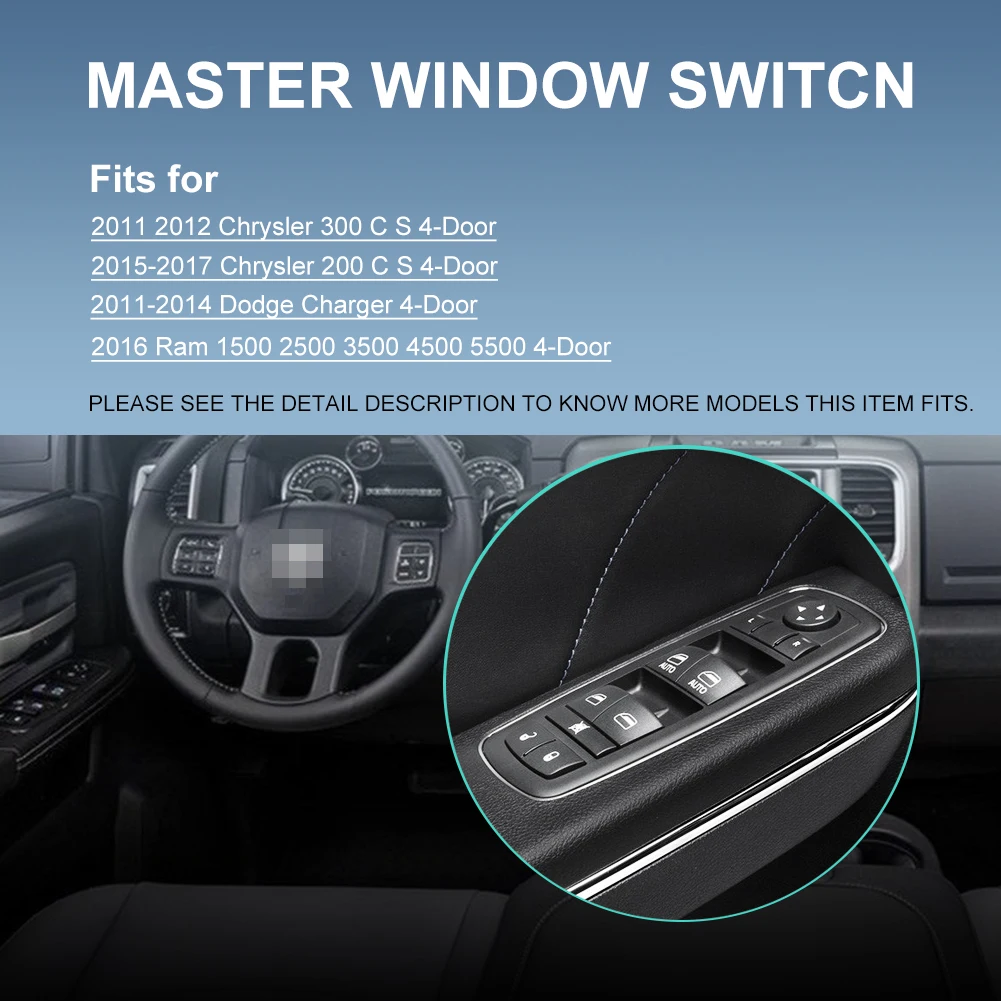 Dual-Automatic Electric Master Power Window Switch For Dodge Charger 2011-2014 Replacement for 68139805AB, 68231805AA