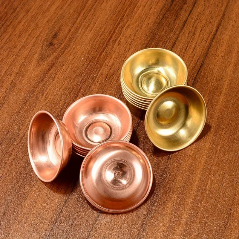 7pcs Pure Copper Small Water Supply Bowl Handmade Holy Water Bowl for Buddha Buddhist Supplies Fine Water Supply Bowl