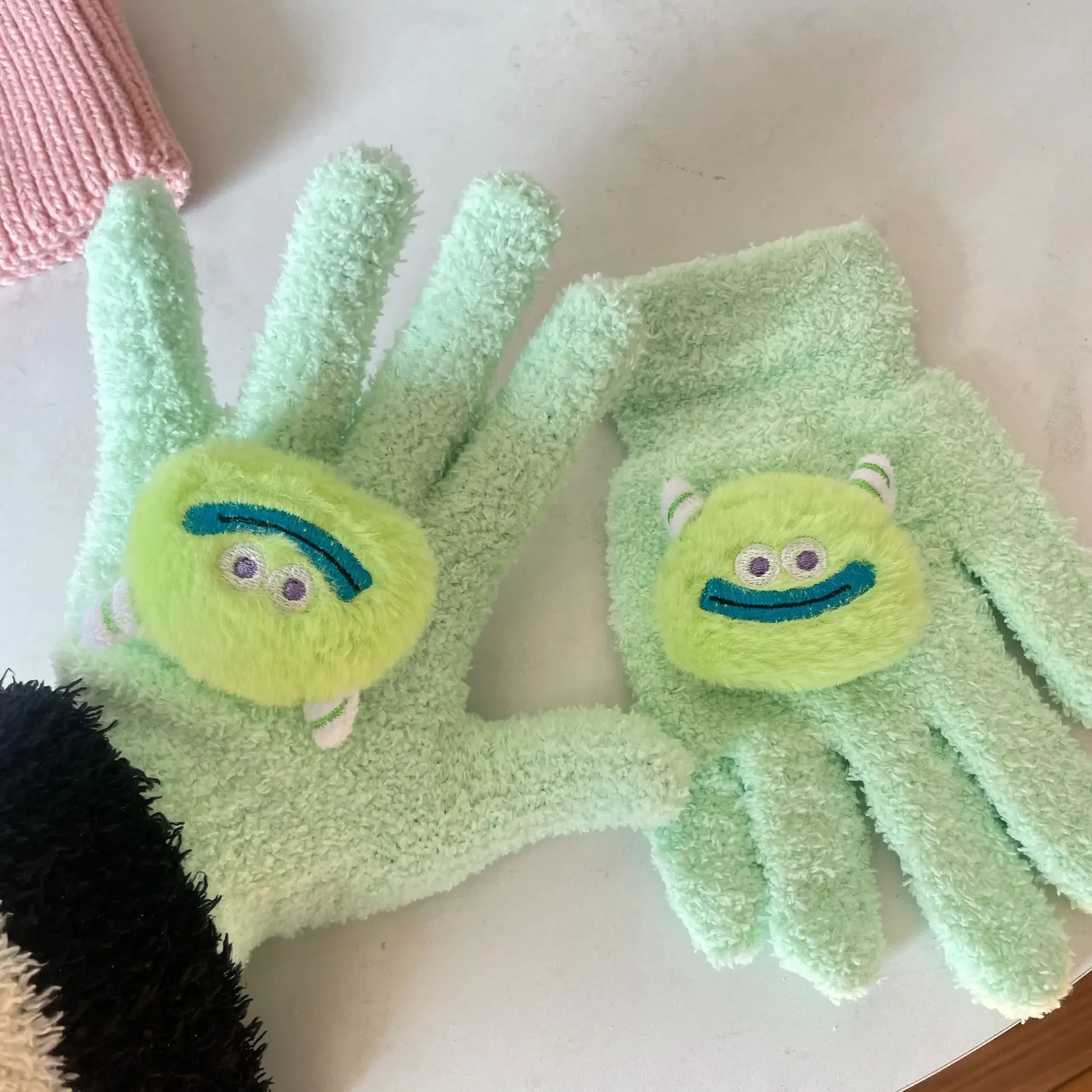 Плюшевые перчатки с рубином Диснея для женщин на осень и зиму, студенческие езды на велосипеде, теплые, милые, с рисунком собаки Пача, бобра, шерстяные, вязаные