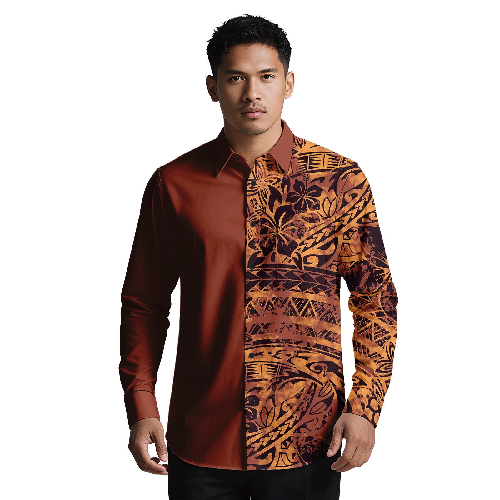 

Дизайнерская одежда в новейшем стиле на заказ, полинезийский мужской топ с длинным рукавом, модные классические рубашки «самов», мужские гавайские рубашки больших размеров