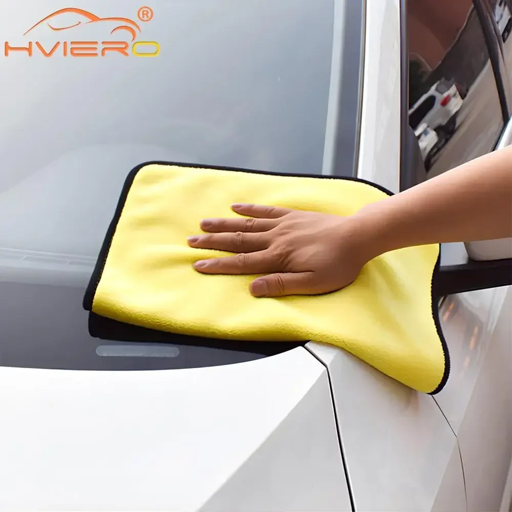 

High-density Car Washing Towels Coral Fleece Double-sided Thickened Autos Absorbent Glass Cleaning Multi-functional Yellow Gray