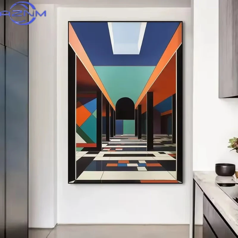 AZNM Colorful Bauhaus Mid Century Lounge Chair Architecture Posters and Prints Canvas Printing Wall Art Picture for Living Room