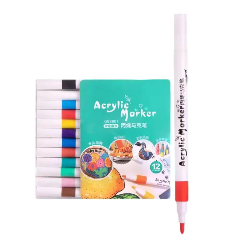 

Acrylic Markers Pens Set Painting Markers Portable Rock Painting Art Supplies For Glass Rock Fabric Metal Wood Porcelain