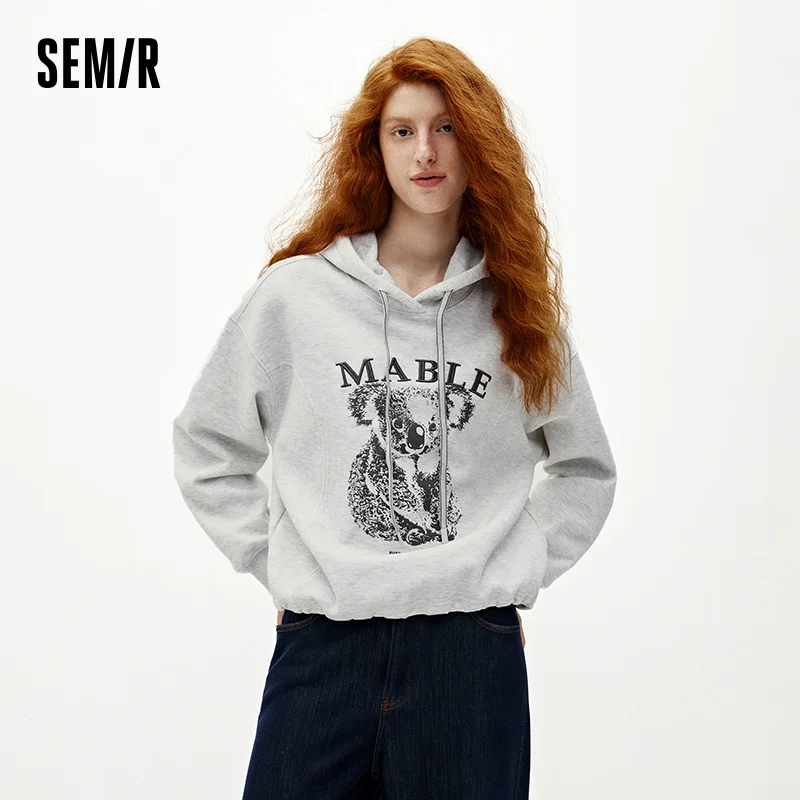 Semir Women Hoodie Fleece Lined Panelled Design Hooded Design Oversized Fit 2026 Winter Soft Comfort Casual Style Warm Layer