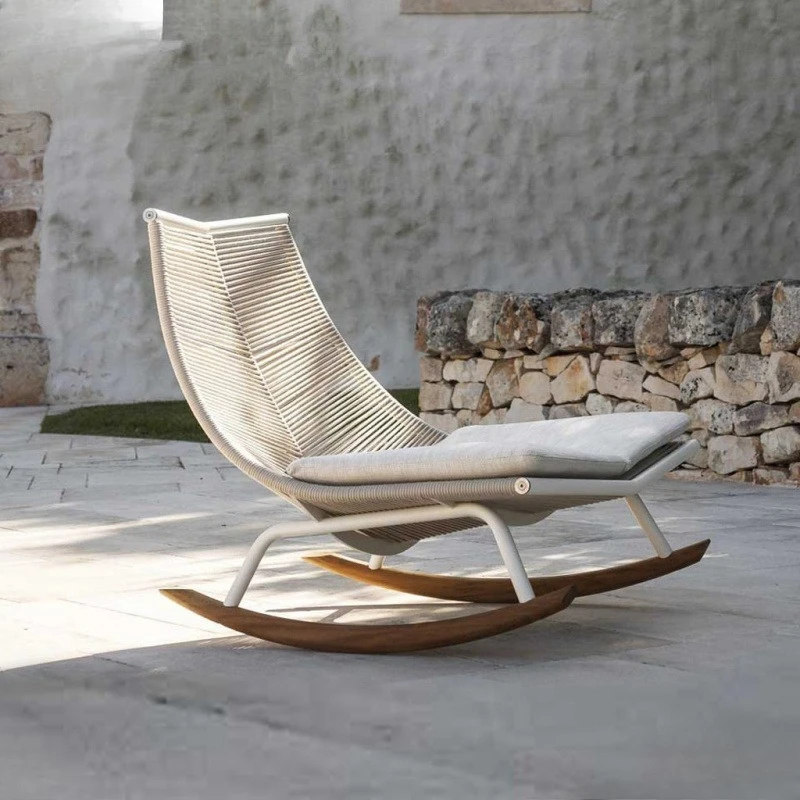 

Outdoor balcony Nordic leisure small sofa coffee table combination, rattan rocking chair three-piece set