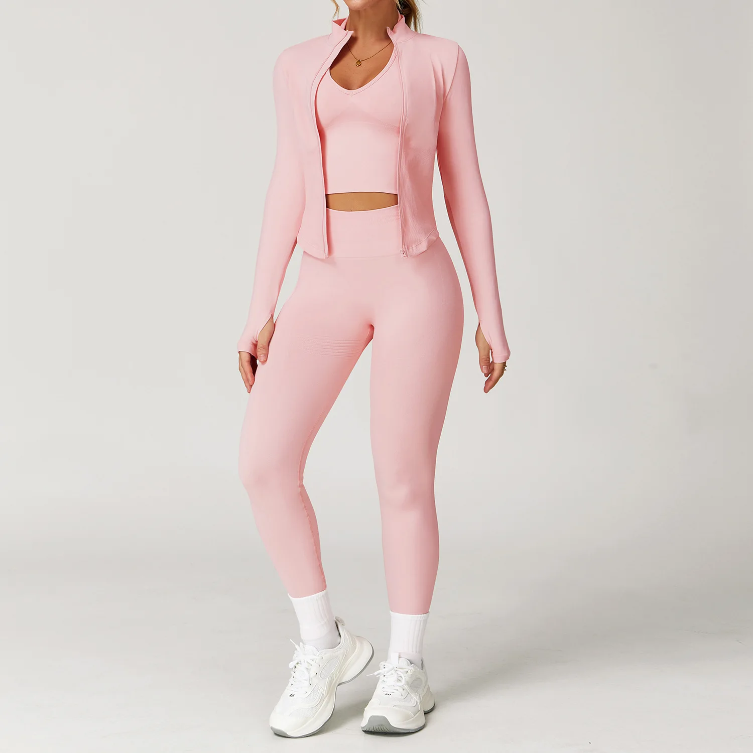 2/3dílná sada na jógu, bezešvé oblečení do posilovny, fitness obleky, sportovní oblečení pro ženy, tepláky s dlouhým rukávem, dámská sportovní podprsenka, legíny na jógu - náhled 4