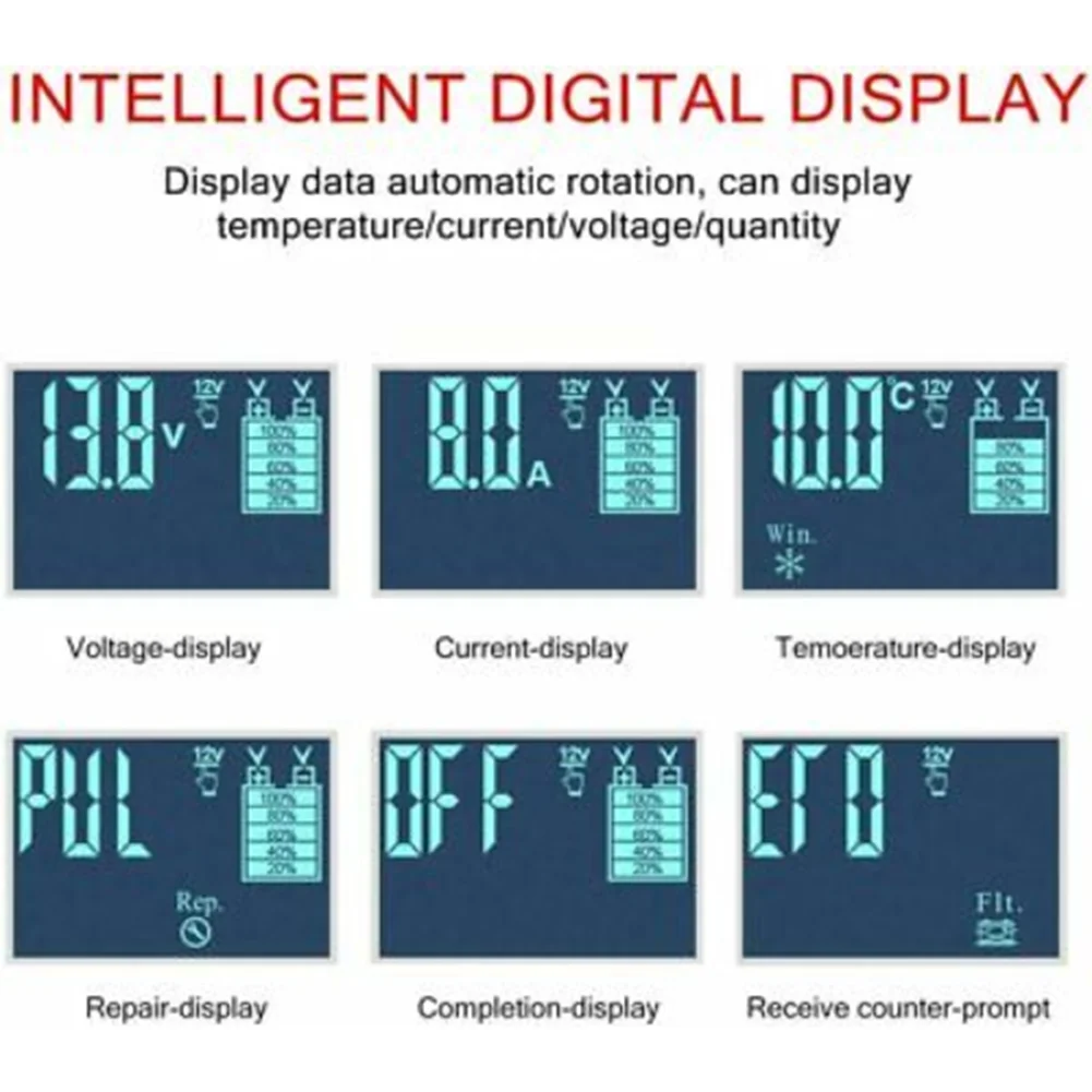 

Аксессуары Автомобильное зарядное устройство Автомобильные детали 100-240 В переменного тока 150 А 24 В 6-150 Ач Автоматическое зарядное устройство с 3 этажами зарядки