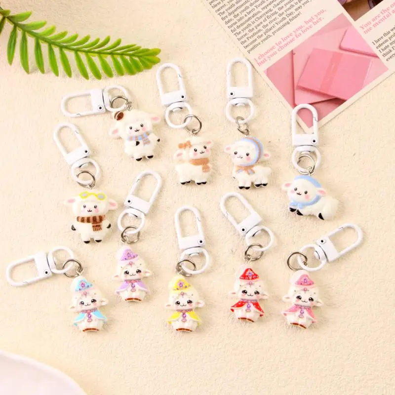 Cute Cartoon Sheep Keychains With Resin Design Various Styles Key Ring Creative Charm Bear Bag Pendant Backpack Decoration