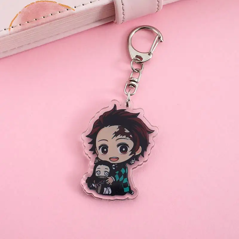 Anime Demon Slayer Acrylic keychain accessaries Cartoon funny Bag Pendant Gift cute bag charm Keyring Friends Fans Gifts