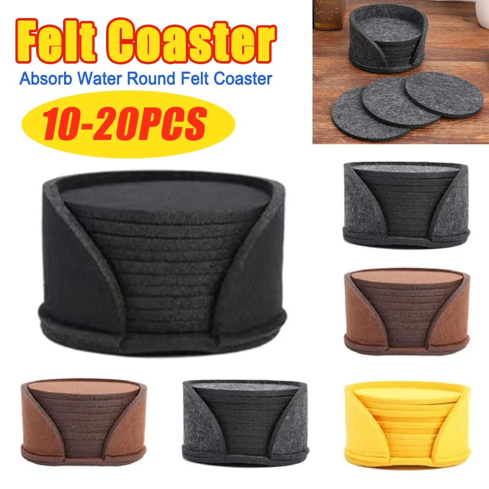 Heat Resistant Felt Felt Absorbent Coaster Absorb Water Round Felt Round Felt Coasters Kitchen Bar Supplies Non-slip Drain