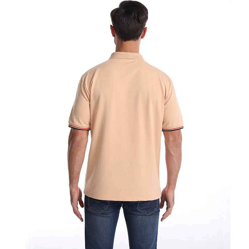 Pocket Stitching Men Short Sleeve Cotton Polo Shirt , Men Slim Fit Sport Tops Golf Polo Shirt .