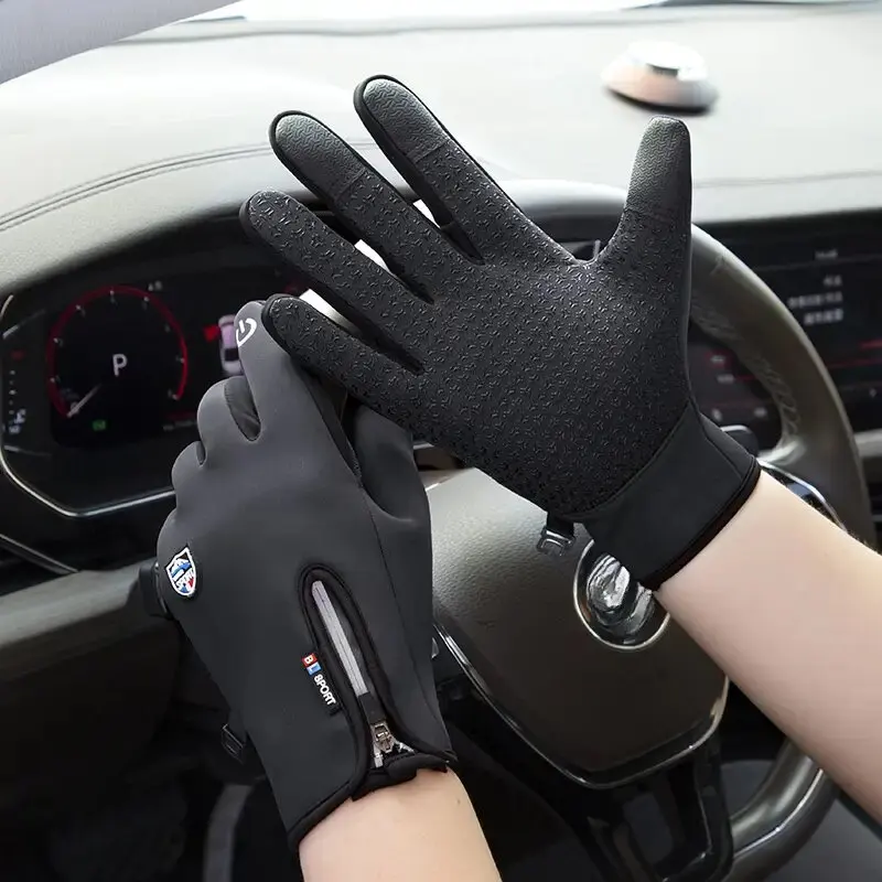 Touchscreen luvas quentes ao ar livre ciclismo condução da motocicleta à prova dwindproof água luvas frias à prova de vento antiderrapante feminino luva de esqui de inverno