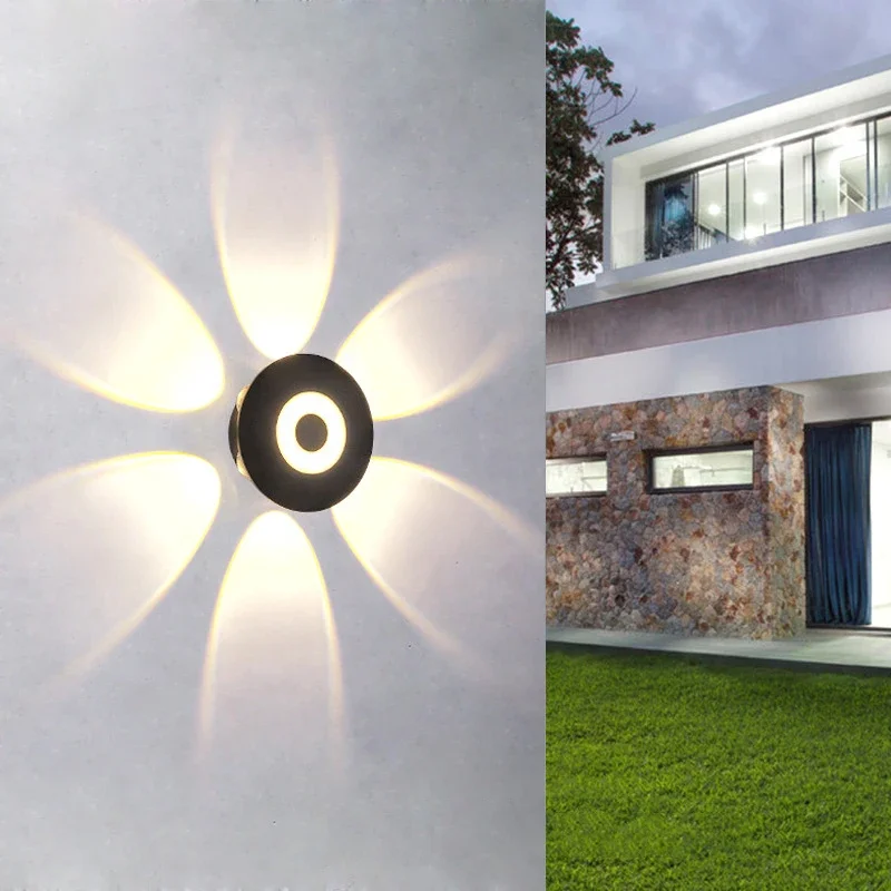 Outdoor impermeável Circular Wall Lamp, Pátio, Decoração Home, Varanda Jardim, Paisagem Wall Lamps, Indoor e Outdoor Estrelas