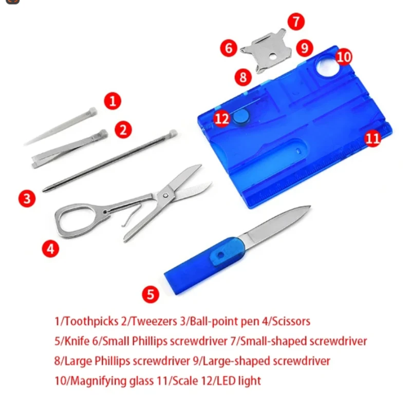 12 In 1 Pocket Credit Card Portable Multi Tools Outdoor Survival Camping Equipment 1 Box Portable Hiking Card Tools Gear view 4
