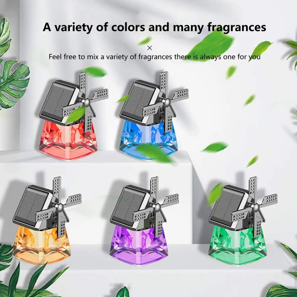 Windmill Essential Oil Diffuser Solar Powered Air Freshener Solar Car Perfume Air Freshener Auto Windmill Design for Cute Car