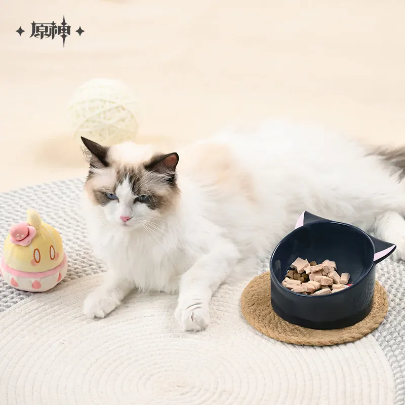 miHoYo Game Wanderer Pet Bowl Official Genshin Impact Wanderer Fairy Tale Cat Ceramic Pet Bowl Cartoon Prop Cosplay Xmas Gifts